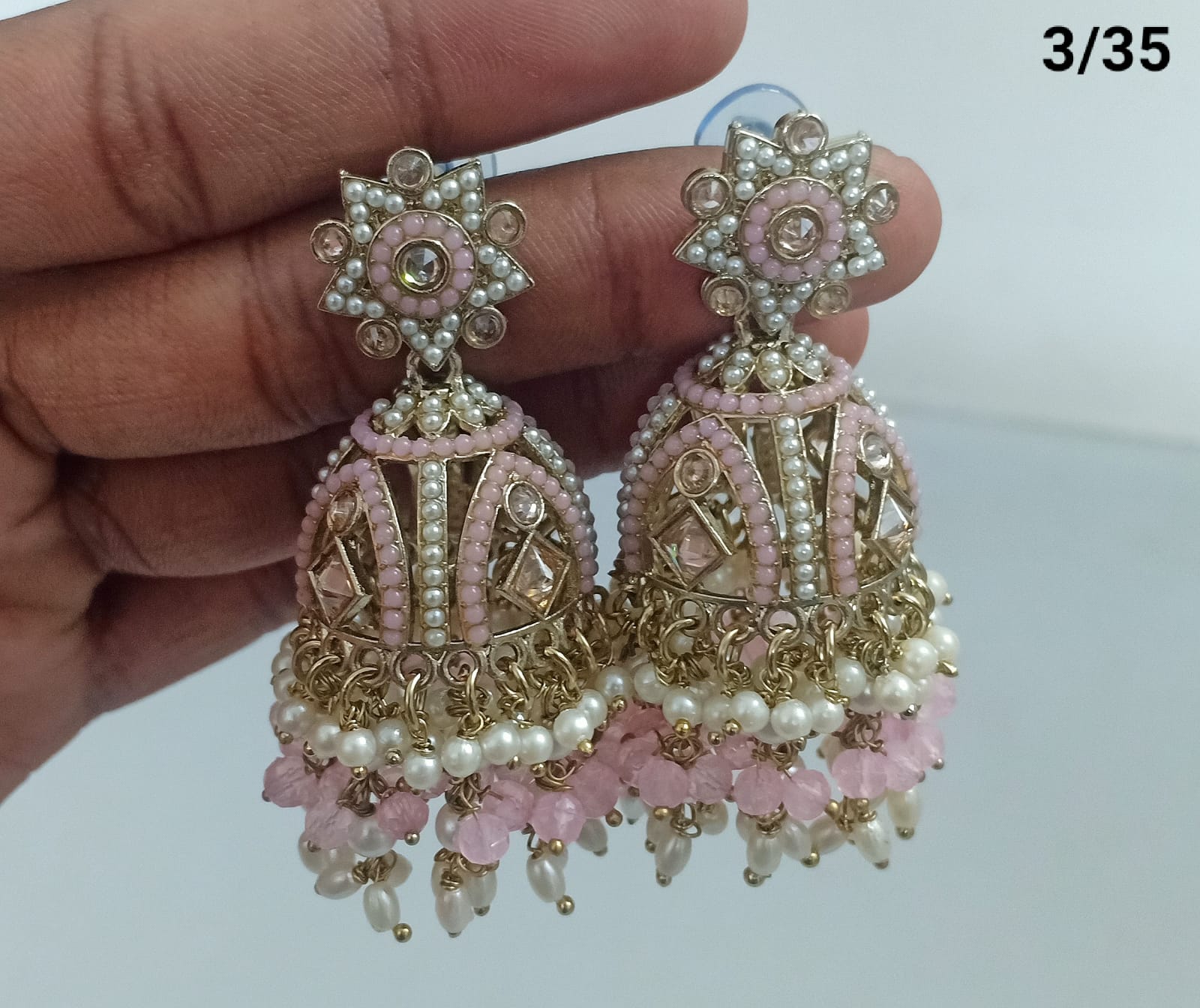 Lucent Handcrafted Kundan Pearl Jhumka Earrings – Statement Ethnic Drop Design